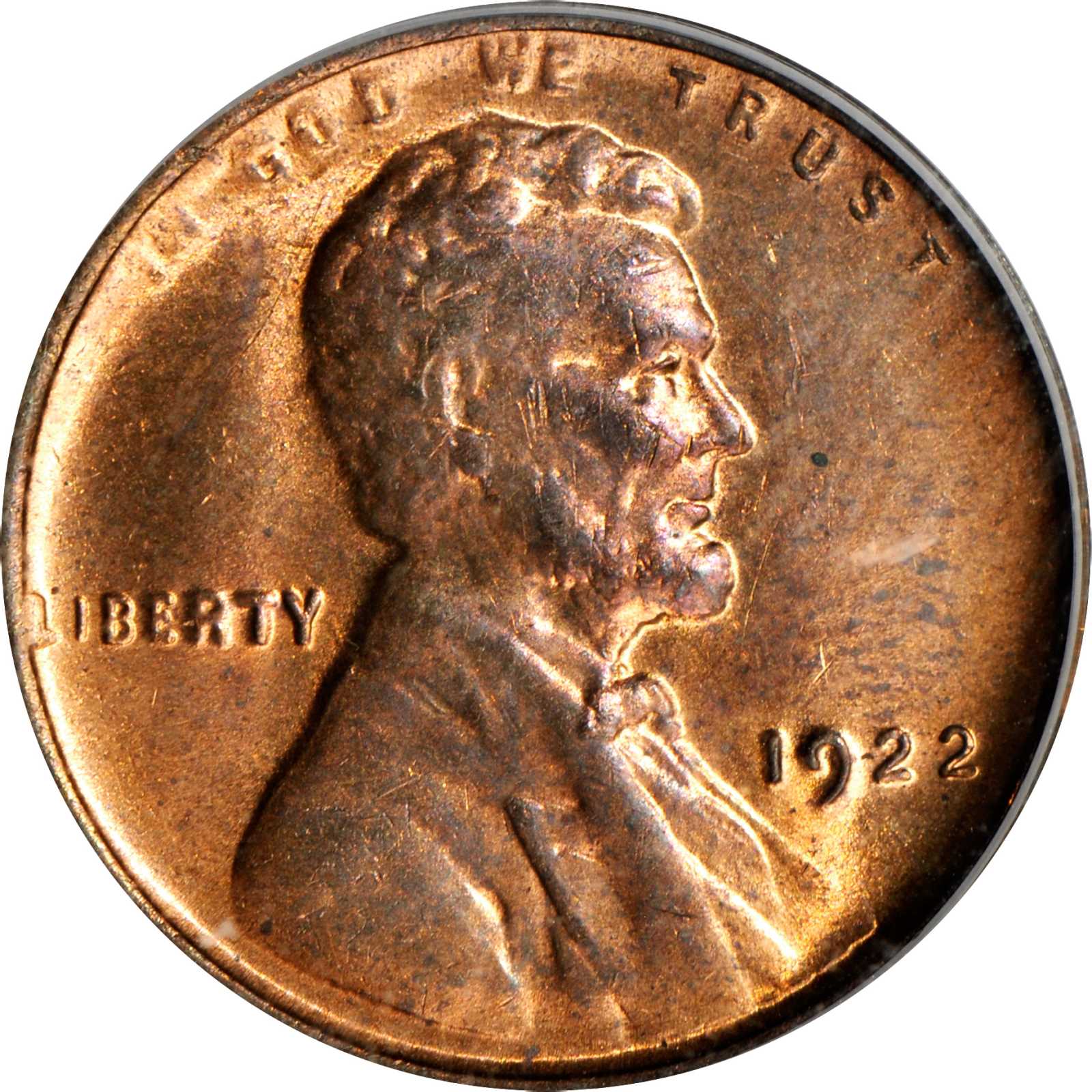 1922 No D Strong Reverse FS-401 wheat penny showing missing mint mark and crisp reverse detail